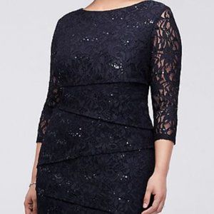 Navy tier dress soft lace